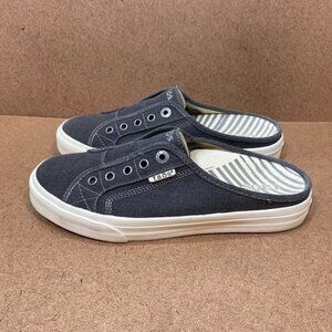 Taos Womens Denim EZ-Soul Slip-On Mules Size 9 Charcoal Canvas Casual Shoes
